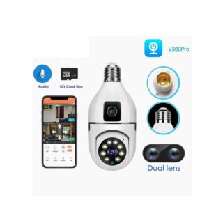 V380 Pro Dual Lens Dual Screen E27 Bulb Camera Two Ways Audio Color Night Vision Smart Home Security Wireless WIFI Indoor Camera