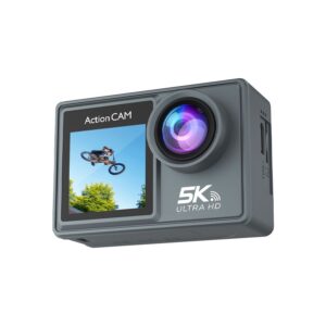 AUSEK M40TR Ultra HD TOUCH Screen DUEL SCREEN AUSEK M40TR Action Camera 5K 30fps AT-M40TR BATTERY 2 PICES 1050 mAh 5K/4K Waterproof Action Camera With Extranal Microphone and Remote