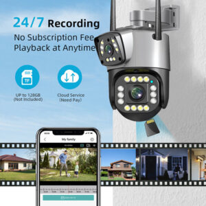 3MP+3MP Dual-Lens Speed Wifi Camera Outdoor Two Way Audio Home Security IP Camera Video Pan Tilt Dome Camera V380 PRO